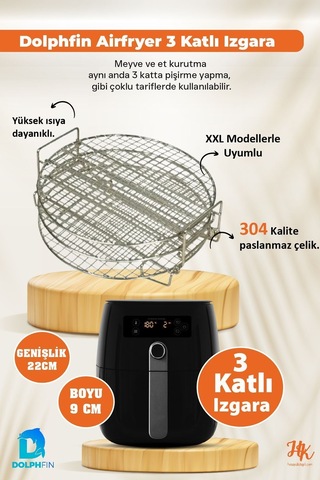 Philips Air Fryer Xxl Uyumlu Üç Katlı Fritöz Izgarası 304 Paslanmaz Çelik