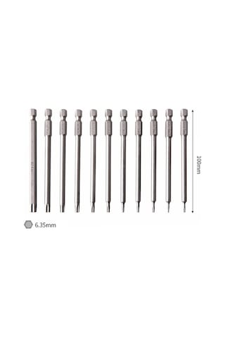 Novahub Tornavida 11 Adet Torx Başlı Tornavida Ucu Seti 6.35mm Altıgen Şaft 100mm Uzun M - Kullanışlı Torx Uçlu Tornavida Seti
