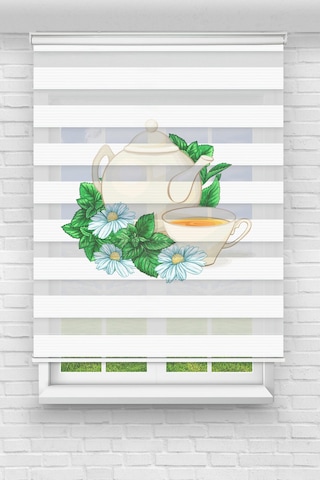 Perdeoutlet38 Baskılı Renkli Çay Keyfi Dijital Baskılı Zebra Perde-cocuk Odası-stor Perde Çok Renkli