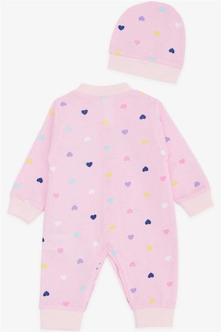 Breeze Kız Bebek Tulum Renkli Kalp Desenli 0 3 Ay 6 Ay, Pembe Pembe