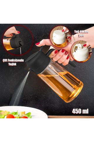 Porsima Alk-3159 Çok Amaçlı Cam Sprey Şişe Yağlık Yağdanlık Siyah