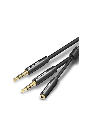 Springsun Ventıon 3.5mm Ses Uzatma Kablosu 3.5 Jack Aux Dişi - Çift Erkek Kulaklık Telefon Kulaklık Hoparlör Tablet Pc İçin 0.3m Siyah