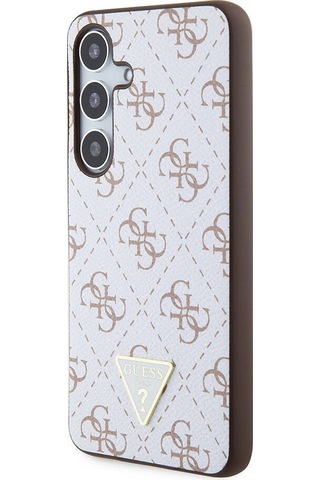 Galaxy S24 Uyumlu Kılıf Guess Lisanslı Pu Üçgen Logo 4g Desenli Kapak Siyah
