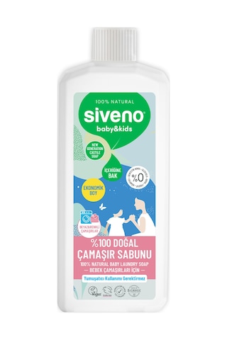 Siveno %100 Doğal Bebek Çamaşır Sabunu Kendinden Yumuşatıcılı Bitkisel Deterjan Konsantre Vegan 1000 Ml