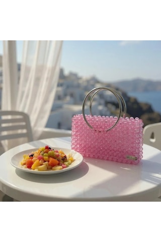 Plentiful İnci Boncuk Çanta, Abiye , Gece , Düğün, Gelin,nişan Çantası Pembe