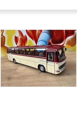 1:24 Mercedes Benz Otobüs Eski Nostaljik Otobüs Krem-bordo 25cm