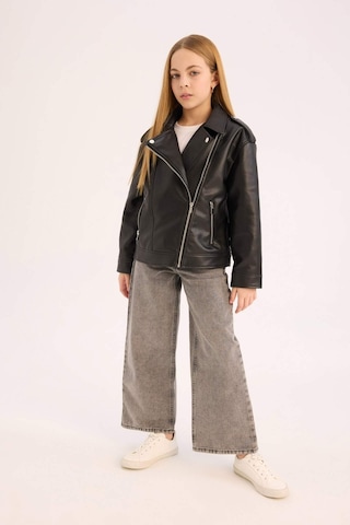 Defacto Kız Çocuk Su İtici Fermuarlı Suni Deri Ceket Mont C4976a825aubk27 Siyah