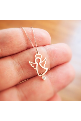 Rose Altın Pırlantalı Melek Kolye As86Pkl Altınsepeti