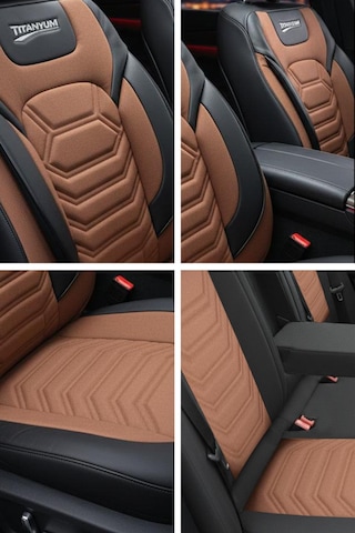 Titanyum Serisi Lüks Keten Oto Koltuk Kılıfı- Hyundai İ20-i30-accent-blue-era-getz Uyumlu Taba