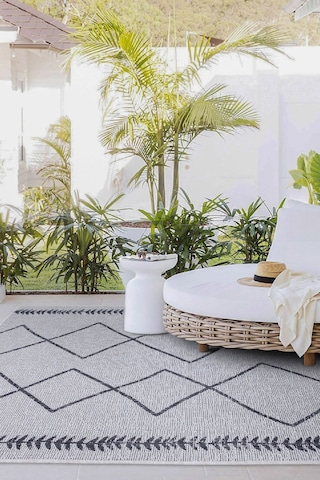 Fresco Ekru Siyah İskandinav Jüt Yıkanabilir Halı Kilim Balkon Te Ekru - Siyah