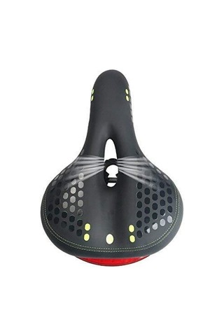 Bisiklet Sele Işıklı Soft Yumuşak Elastomer Yaylı Hava Kanallı Beyaz Benekli