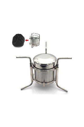 Ganzhoushop Yakıt Taşınabilir Soba Katlanır Katı Kamp Alkol Alkol Kb Gümüş