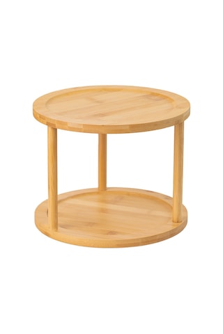 M9263-35 360 Döner Standlı Bambu Sunumluk Organizer-2 Katlı Baharatlık Düzenleyici Stand Ahşap
