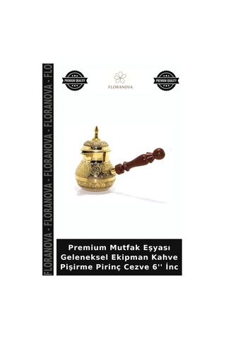 Premium Mutfak Eşyası Geleneksel Ekipman Kahve Pişirme Pirinç Cezve 6'' İnc