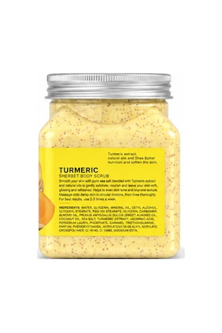 Purivo Turmeric Sherbet Body Scrub Zerdeçal Özlü Vücut Peelingi 500 Ml Arındırıcı Ve Yumuşatıcı Vücut Bakımı