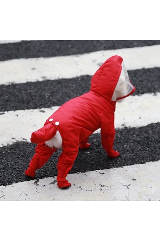 Her Şey Dahil Pet Dört Ayaklı Tek Parça Dış Mekan Su Geçirmez Yağmurluk, Boyut: Xl Kırmızı