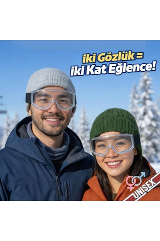 2 Adet Kayak Gözlüğü Şeffaf Ventilli Güneş Kar Koruyucu Gözlük Uv Korumalı Snowboard Glasses Gözlük Şeffaf