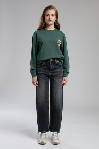 Lee Cooper Iona Kadın O Yaka Sweatshirt Zümrüt-21482 Zümrüt