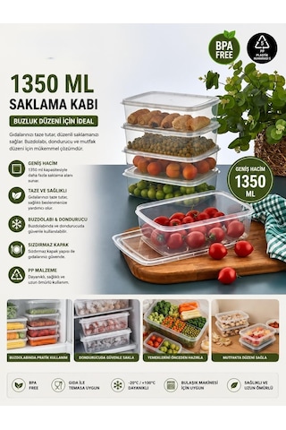 3 Adet 1350 Ml Buzluk Düzenleyici Saklama Kabı Sızdırmaz Kapaklı Bpa Free Pp5 Dondurucu Erzak Kutusu Dayanıklı Bu Diğer