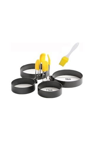 Dancemonkey 4 Adet Yumurta Halkaları Yapışmaz Kalıp Yumurta Kalıpları Siyah