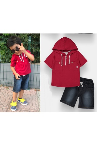 Novy Baby Kot Pantolonlu Kapşonlu Erkek Çocuk 2'li Takım - 3-6 Yaş