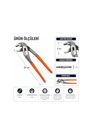Orret Home 24 Cm Papağan Pense Ayarlı Pense Kargaburun Boru Anahtarı Çok Amaçlı Ayarlanabilir Kaymaz Saplı Dayanıklı Çelik El Aleti Asorti Renk