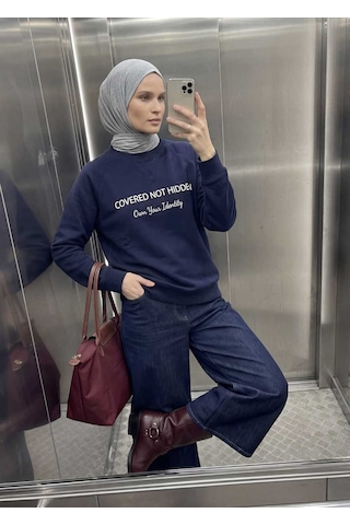 Mayovera Tesettür Eşofman Üstü - Not Hidden Lacivert