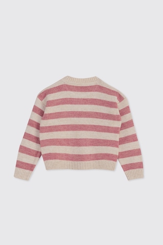 Panço Kız Bebek Çizgili Triko Pembe Kazak
