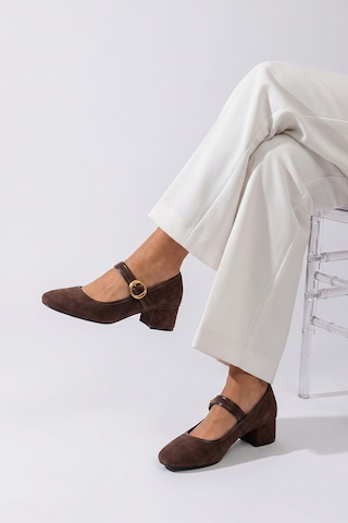 Luvi Shoes Merel Kahverengi Süet Kadın Topuklu Ayakkabı