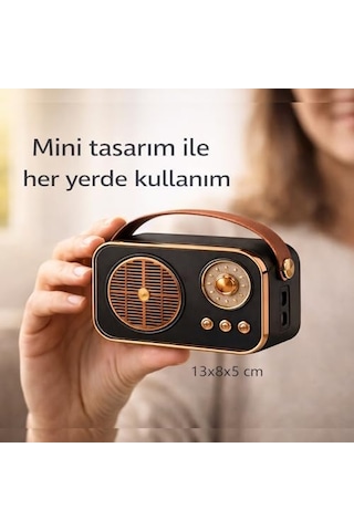 Nostaljik Bluetooth Hoparlör Retro Tasarım 5w Güçlü Ses, Usb Ve Tf Kart Destekli Taşınabilir Mini Hoparlör 1200mah Batarya Vintage Speaker