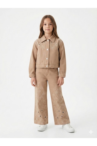 Xo Kids Kız Çocuk Alt Üst 3lü Kombin Takmı Set0484 Kahverengi
