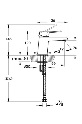 Eczacıbaşı Punto 301 Sabit Lavabo Bataryası Krom