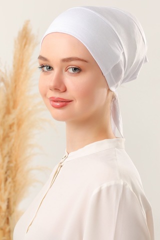 Melodi Scarf Sihirli Yapışkanlı Kaymayan Bone Beyaz Beyaz