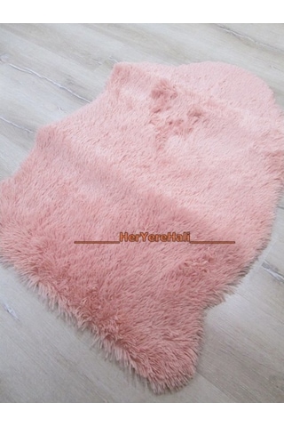 Beyaz Halı Tavşan Tüyü Pudra Post Halı 100 x 140 Cm