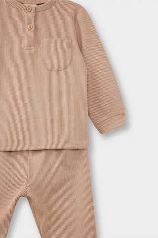 Defacto Erkek Bebek Pijama Takımı Uzun Kollu Waffle Üst Uzun Alt G1520a525wnbg222 Bej-bg222