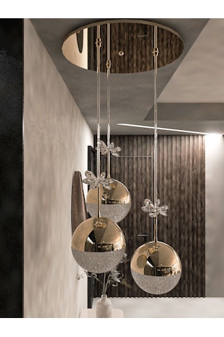 Solis Enerji Tasarruflu Modern Ve Lüks Gold 3'lü Led Avize