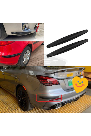 Esnek Tampon Koruma Bandı Tampon Koruyucu Şerit 2 Li Siyah Karbon