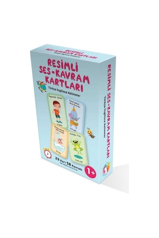 Resimli Ses- Kavram Kartları, Ses Kartları, Ses-taklit Kartları Türkçe -ingilizce