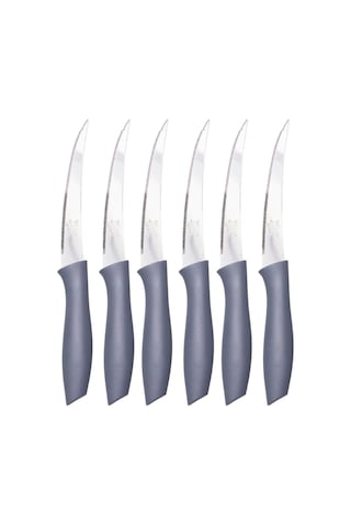 Sebze Ve Meyve Bıçağı, Çelik, Gri, Lazer Kesim Tırtıklı Uç, 22 Cm, 6 Adet