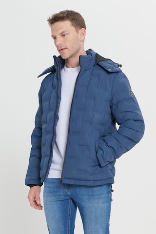 AC&Co / Altınyıldız Classics Erkek Lacı Standart Fit Normal Kesim Kapüşonlu Desenli Mont Lacı Lacivert