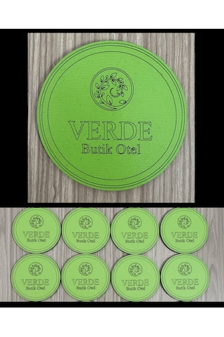 10'lu Kişiye / Şirkete Özel Logolu Bardak Altlığı Seti Lazer Kesim Kurumsal Hediye 9 Cm Fıstık Yeşili