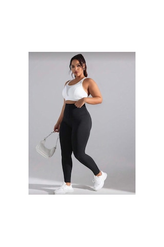 Fit Women Yüksek Bel 3 Kademeli Agraflı Termal Tayt Siyah