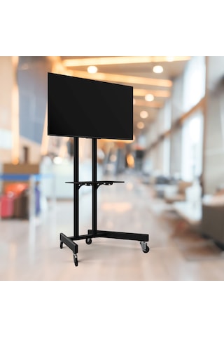 Alpin TV/Fuar Standı Bilgisayar Askı Aparatlı Metal Ayaklı Tekerlekli TV Sehpası/Ünitesi