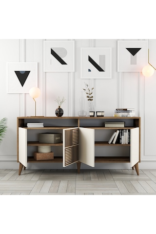 Milan 160cm Konsol - Ceviz / Krem