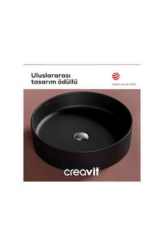 Creavit Loop Yuvarlak Çanak Lavabo Ø45 Cm Mat Siyah Lp145-00sm00e-0000