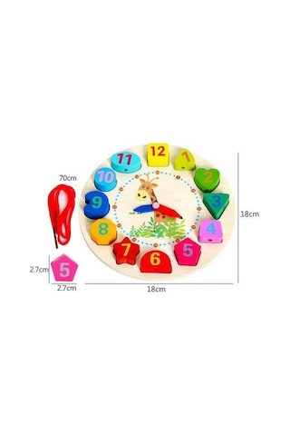 Zhltoys Eğitici İp Dizme Ahşap Saat Oyuncak