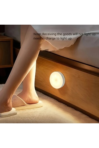 Honeybeeshop 5 Adet Manyetik Gece Lambası Sıcak Beyaz İnsan Sensörlü Led Küçük Yuvarlak Işık Koridor Dolap Merdiven Masa Okul Yatak Odası 200mah Sıcak Beyaz