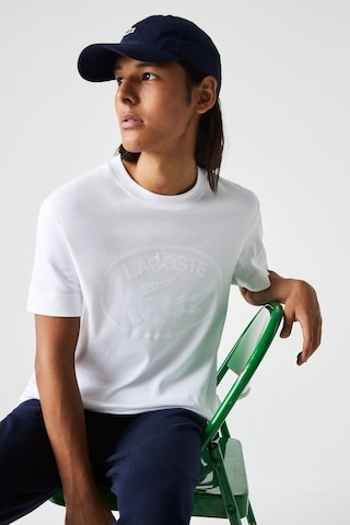 Lacoste Relaxed Fit Mens Tee Bisiklet Yaka Organik Pamuk Erkek Tişört Beyaz