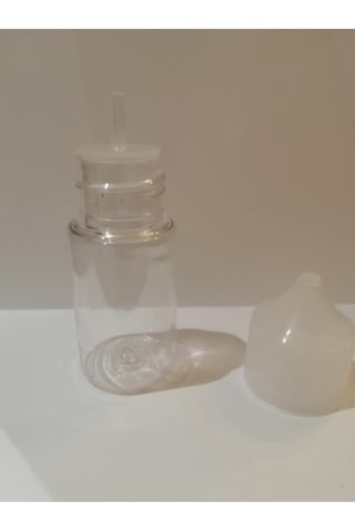 30ml Şeffaf Gorilla Şişe Beyaz Kapak, Plastik Şişe, Boş Şişe, Likit Şişesi, 100 Adet Şeffaf