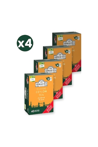 Ahmad Tea Klasik Ceylon Tea Demlik Poşet Çay 40x2 G 4'li Ekonomik Paket Toplam 160 Demlik Poşet